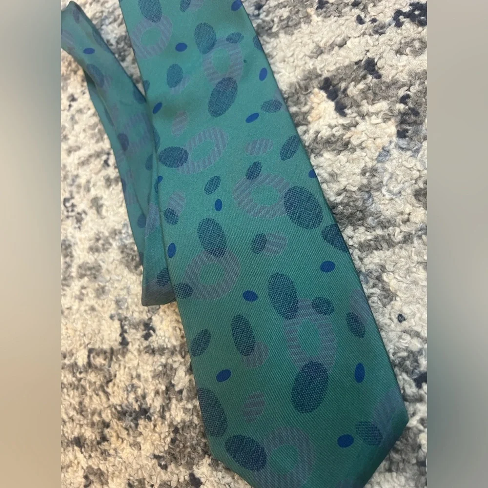 YSL Yves Saint Laurent Teal Silk Tie